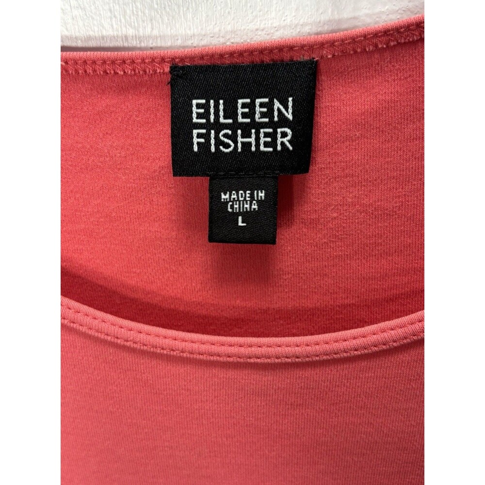 Eileen Fisher Womens Cropped Short Sleeve T-shirt Salmon Pink 100%Cotton Sz L - Picture 11 of 12